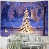 タペストリークリスタルクリスマスツリータペストリースノーシーンシリーズウォールハンギングロマンチックなスタイルの魔術ホームルームの装飾