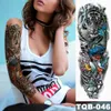 Trasferimento tatuaggio a braccio grande braccio tatuaggio giapponese onda giapponese impermeabile temporanea adesivo tatuaggio tocco di pavone uomini full tigre tigre tigre tatoo body art women 240426