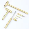 Hammer 5In1 Mini Craft Hammer Screwdriver Set Copper Alloy Gold Detachable Micro Screwdriver Perfect Hand Tool For Diy Projects