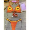 Femmes de maillot de bain micro bikini ensembles sexy fleur mujer crochet maillot de bain réglable tasse de plage de plage