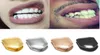 Hängslar Enkel metalltandgrillz Guld Silver Color Dental Grillz Top Bottom Hiphop Teeth Caps Body Jewelry for Women Men Fashion V1822438