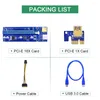 Computer Cables CHIPAL 6PCS VER 009S PCI-E Riser Card VER009 PCI Express PCIE 1X To 16X Extender 60CM USB 3.0 Cable 6Pin Power For Video