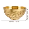 Tazones Lucky Double Dragon Bowl Buen Regalo para el hogar Fortunas Fortunas Money Copper ofreciendo decoración de escritorio de la oficina latón 8 cm