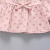 Robes de fille printemps et automne robe pour enfants filles dessin animé cerise imprimement couche couche à manches longues douces et mignonnes robe princesse