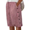 Dames shorts Side Pocket Striped Print knielengte met knopdetail Elastische taille voor vrouwen Dragen Lady Short Pants