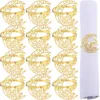 Bord mattor guld servettringar uppsättning av 12 ihåliga mån- och stjärnmetallhållare Ramadan spännen