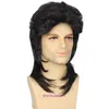 Hot Selling Mens Mullet Head Wig Rock Style Fluffy Short Curly Hair Synthetische vezelhoes