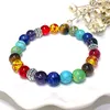 Classic 7 Chakra Reiki Bransoletka Energy Beads Natural Stone Black Rope Pletające jogę Reiki Równowaga Bransoletki Banles Meditation Prezent