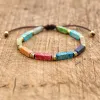 Fios 4*13 mm de pedra natural sete pulseiras de chakra string string fita pulseira amizade de amantes de casais embrulhar jóias