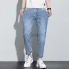 Herren Jeans Frühling/Sommer Neue Herren Jeans Edition Elastic Youth 9-Zoll kleines kleines Bein Herrenhellblaue Jeans Plus Size Hosen