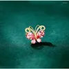Broschen kleine süße Schmetterlingsblume für Frauen Luxus Zirkon Kragen Pin Kleidung Accessoires Mode Sommer Anti-Licht-Leichtanlagen