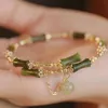 Ręcznie robione z koraliki zielone bambusowa stawowa bransoletka z koralikami odpowiednia do kobiet liście brzęczenie kwiat girl impreza urok biżuteria