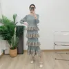 Abiti casual Anlan 2024 Abito a piega primaverile Leopardo stampato Patchwork O-Neck Fashion Party Elegant Women's Clothing 9YK0246