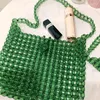 Evening Bags Transparent Agate Green Handwoven Crystal Beaded Bag Fashion Retro Women's Shoulder Casual Versatile Commuter Handbag