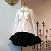 Robes décontractées 2024 Summer Elegant Party Black Gothic Women Lolita Big Size Coll Collier plissé lacet up goth vintage blanc chic Jurken