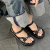 Buty swobodne Krazing Pot Naturalne palce nutą gęste dno młoda dama codzienna noszenie w stylu preppy moda moda solidne sandały L19