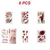 Party Decoration Halloween Zombie Scars Tattoos Waterproof 3D Bite Mark Tattoo Sticker With Fake Scab Blood Special Costume Small Neck Tatoo