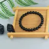 Bracelet de perle d'agate noir classique perlé pour hommes Stone naturelle brillante Obi Sidian à la main de la méditation de yoga à la main bijoux en gros