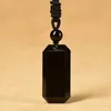 Pendant Necklaces Wholesale Wushi Safety Black Obsidian Stone Necklace For Women Men Rope Chain Student Gift Fashion Jewelry