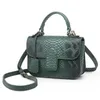 Evening Bags Women Green Python Leather Shoulder Bag PU Snake Tote Hand Clutch Purse Ostrich Party