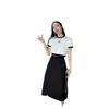 Womens Trench Coats designer Chaopai 24 Early Spring New Classic Decoration Fashionable and Elegant Short Contrast Color T-shirt Paired with Half Skirt Set 2VSU