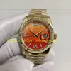 27 estilo unissex tamanho 36mm relógio com papéis de caixa masculina mulher 128238 Red Diamond Dial Dial Fluted Buzel 904L Aço de aço Amarelo Gold 128239 Everose Relógios automáticos