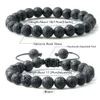 Perlen natürliche Vulkansteinmännchen Armband mit spiritueller Qi 7 Chakrabehandlung Perlen Schwarze Lava Elastizität Elefant Mara Buddha