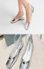 Ballerine in pelle metallizzata sandals Single shoe series star online celebrity likes refined elegant square toe cap metal textur7699940