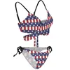 Kvinnors badkläder USA Flag Bikini Swimsuit American Stars and Stripes Women Sexig Modern Bikinis Set Push Up Pool Rave Deep V Bathing Suit