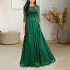 Abiti casual abito a cucitura in pizzo solido Elegante Maxi per la festa notturna per nozze Plus size abiti da sera di lusso