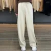 Women's Pants Autumn Winter Fashion Pure Wool Knitted Wide Leg High Waist Drop Feel Versatile Loose Straight Casual Trousers