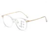 Lunettes de soleil Luxury Round Cadre Multifocal Reading Lunes pour hommes Femmes Blue Light Blocking Presbyopie Retro Far Sight Eyeglass