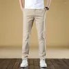 Men's Pants Straight Casual Summer Autumn Thin Design Fashion Cotton High Quality Elastic Business Work Khaki Grey