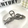 Saç klipsleri Barrettes Yeni Siyah Yaprak Rhinestone Saç Pençesi Sabah Glory Kristal Saç Klipsi Zarif Kadın Saç Kip Klip Saç Accessoires 240426