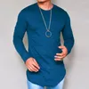 Męskie garnitury A2835 Kołnierz wypoczynek Pure Kolor Long Rleeve Streetwear Funny Tshirt dla mężczyzn