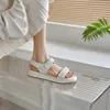 Zapatos informales Krazing Pot de cuero genuino Guente grueso Summer Estilo simple Solidic Lady Daily Wear Women Women Sandals L51