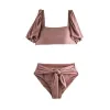 Set Badeanzug 2022 Frau Twopiece Triangle Bikinis hohe Taille Koreanische Frauen solide Bikini heißer Frühling Badeanzug