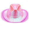 Berets Woman Multi-color Cowgirl Hat With LED Wide Brim Fedoras For Taking Po