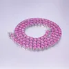 Iced Pass Pass Diamond Tester Moissanita rosa 4mm Sterling Silver Chain Chain Chain Tennis Chain