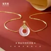 Ping An Buckle Silver Necklace Womens Hot selling Jewelry Hotan Jade Pendant Colorless Advanced Fine Collar Chain