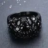 Cluster Rings Fashion Unique Female Black Oval Inlaid Cross Border Vintage Big Wedding Jewelry Gifts For Women Men