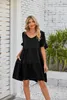 Party Dresses Rayon XXL Women's Clothing Cross -Border European And American Summer Casual V -Neck Doll Dressing Dhree -layer Fold Dress