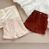 Shorts Baby Clothing Fashionable Pants Spring 2024 All Match Solid Color Corduroy Casual Boys And Girls Simple