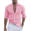 Chemises décontractées pour hommes Coton d'été et chemise de plage à revence en lin