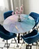 Tableau de table en marbre turquoise rose rond élastique recouverte de couverture protector de polyester imperméable Rectangle