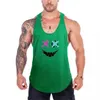 Men's Tank Tops Fashionable and humorous XX smiling face fitness vest mens bodybuilding sleeveless vest mesh quick drying racing back T-shirtL2404