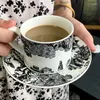 マグカップコーヒーカップビンテージデザイン磁器ティーセットボーンチャイナカップとソーサースプーンセラミックドリンクウェアバースデープレゼント