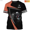 T-shirts voor heren modieuze nieuwe camerafotografie patroon heren bedrukte t-shirt straat harajuku o-neck aangepaste korte mouwxw