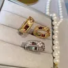 Charme de designer van caleidoscópio anel 925 prata esterlina banhada 18k Gold estreito edição de mão peça com logotipo