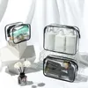 Opbergtassen transparante zwarte zipper make -uptas Organizer doos Vrouwen mannen reizen Clear Cosmetic Case Waterdichte toilethoeven Was make -up